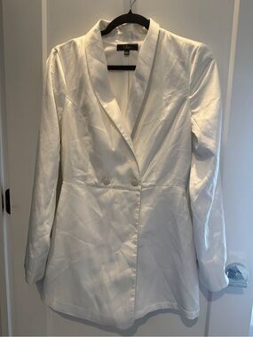 Lulu's White Satin Blazer Romper